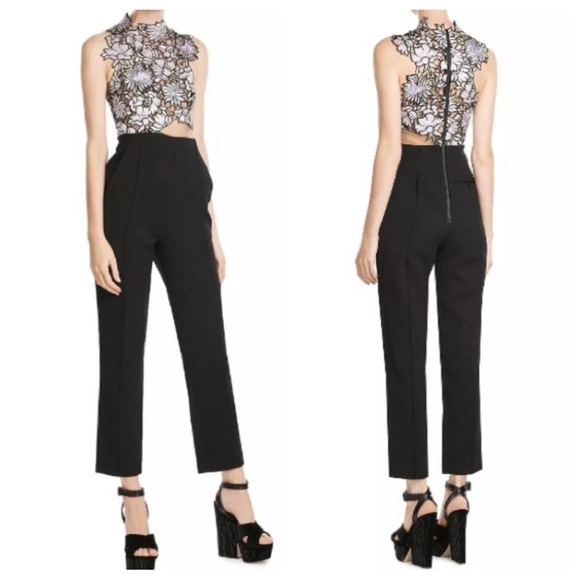 Self Portrait Lilac Guipure Floral Lace Sleeveless Jumpsuit - Picture 11 of 16